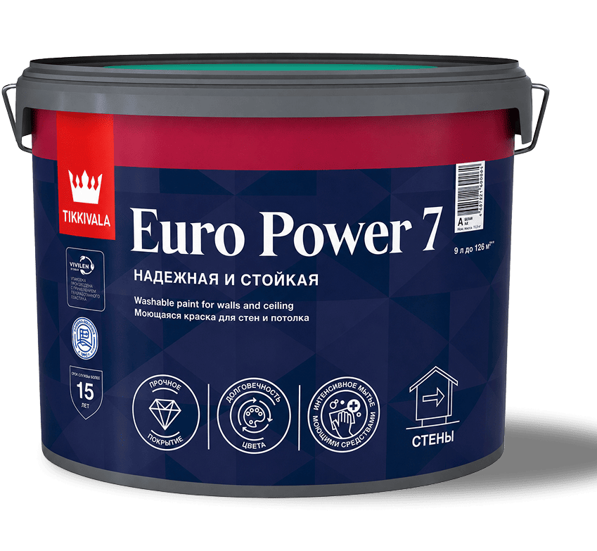 Банка краски Tikkivala Euro Power 7