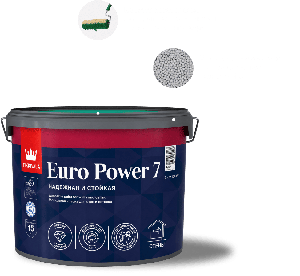 Банка краски Tikkivala Euro Power 7